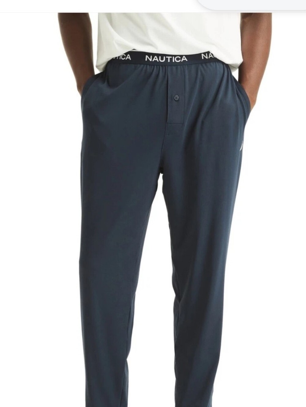 Nautica Men's Dark Navy Lounge Joggers with Logo Waistband In Large
